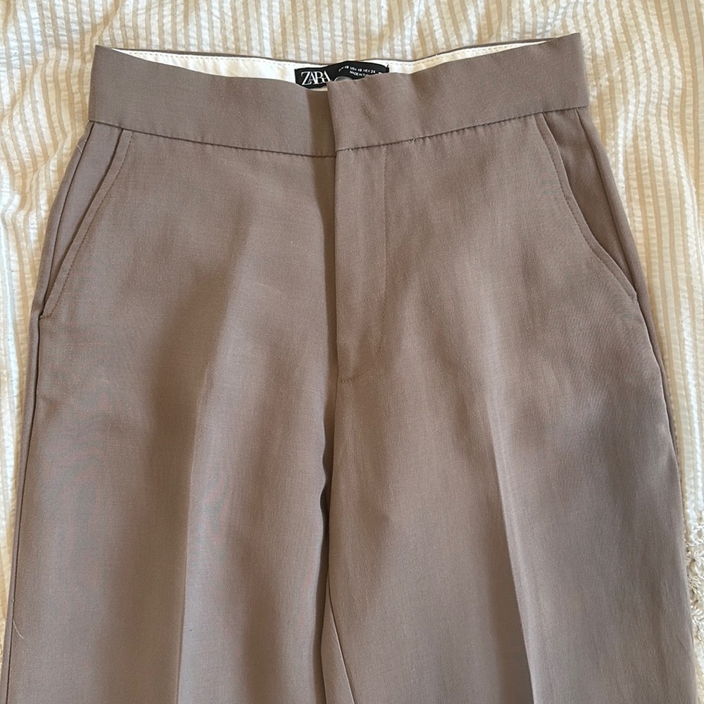 zara tailored pants with side slits